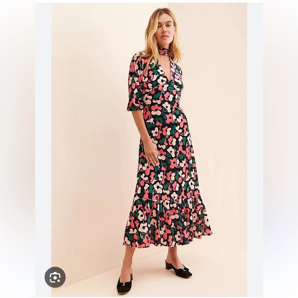 Dazey LA Velvet Floral Midi Dress Anthropologie